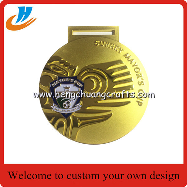 Matt gold plated die cast medal, souvenir award ribbon medals for souvenir