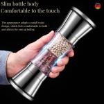 Designed 4 Inch Stainless Steel Salt Pepper Shakers Sustainable Bamboo Silver