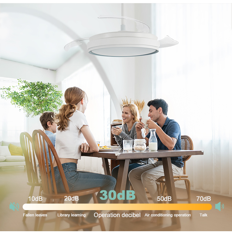 Contemporary Design 5 Speed LED Ceiling Fan with Hidden Blades 42 Inch Space Saver