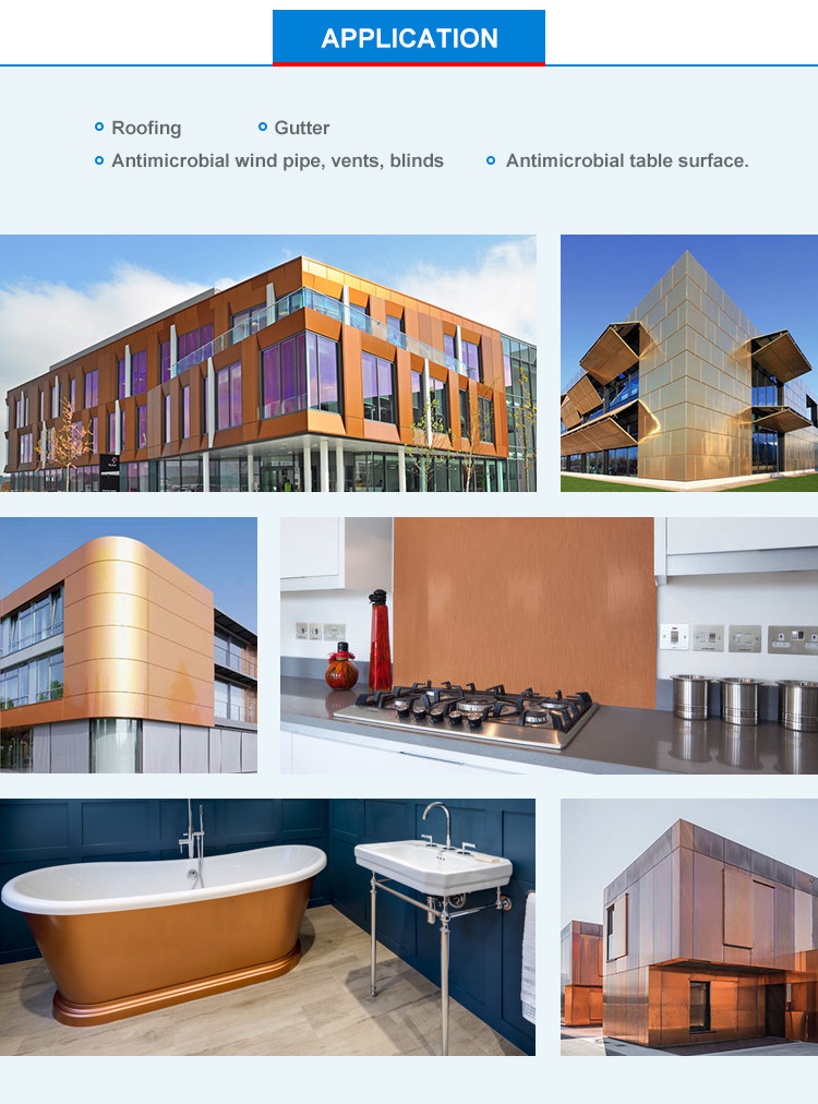 4mm Copper Metal Composite Panel Sheet Aluminium Indoor 1000mm