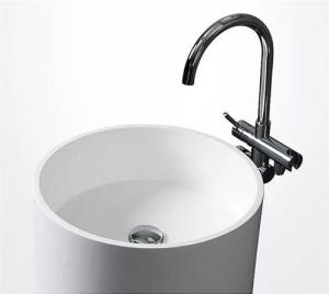 Quality White Portable Round Stand Alone Sink , One Piece Pedestal Wash Basin Easy Clean wholesale