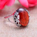Thai Sterling Silver Ring with Red Cubic Zirconia Vintage Style Women Ring