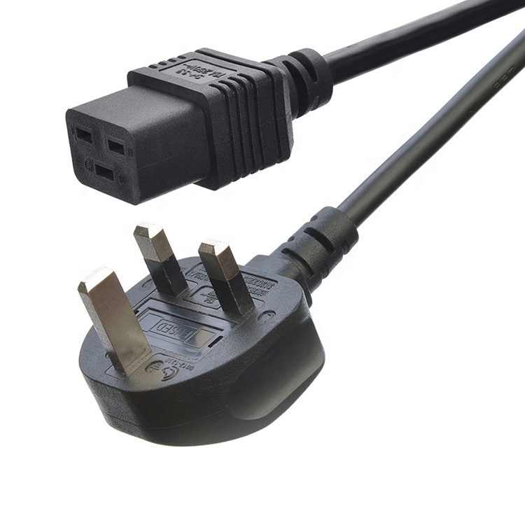 Network SDK UK BS Standard C5 C19 Connector 3 Pin Line Lead Strip Wire Power Cord 3 Prong Ac Cord Supply IEC Cable Black