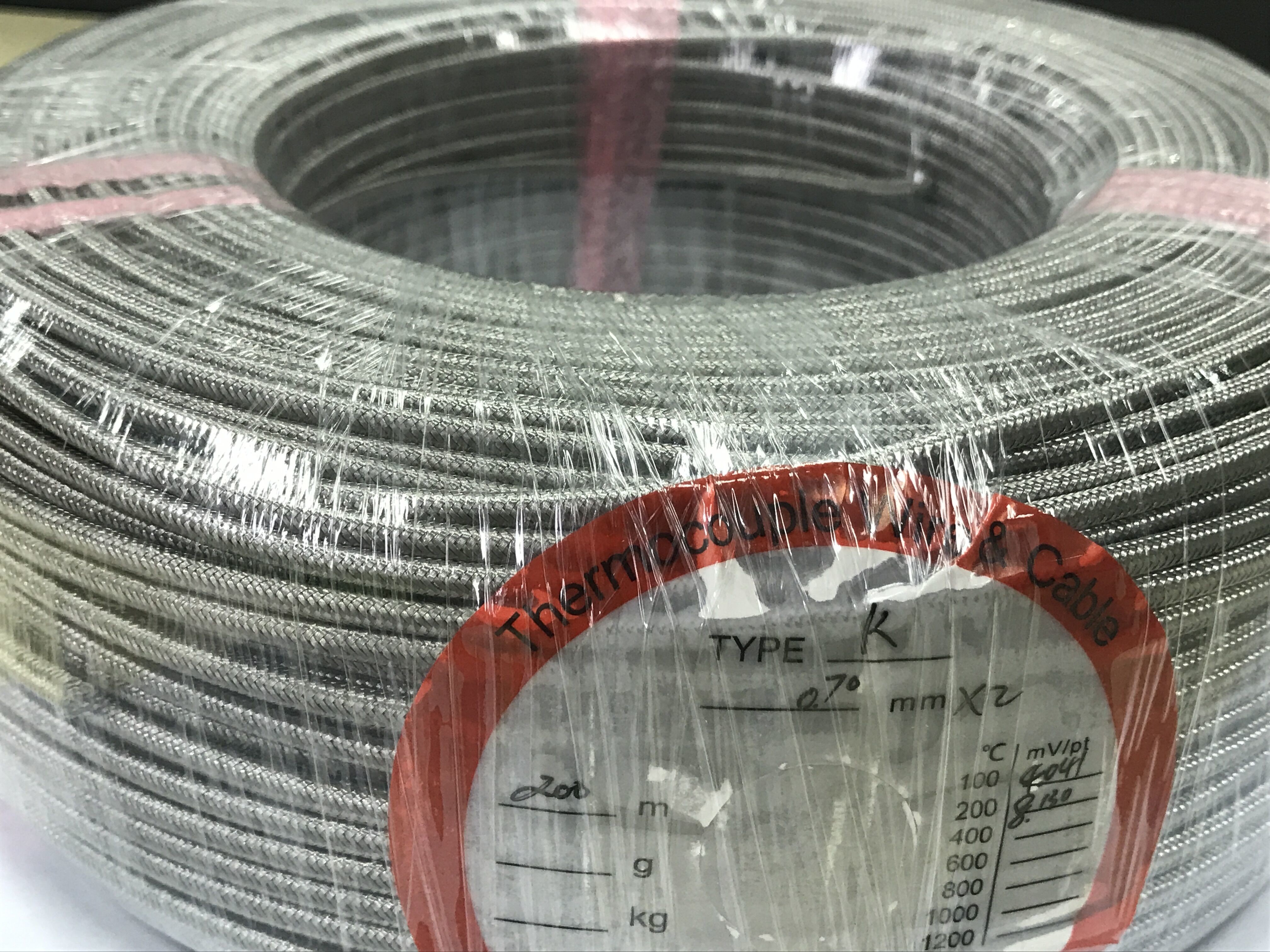 0.51mm X 2 Type K Thermocouple Cable Fiberglass Insulation With Stainless Steel Jacket