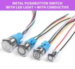 Waterproof Doorbell 12/16/19/22mm Latching Black Metal Push Button Switch with