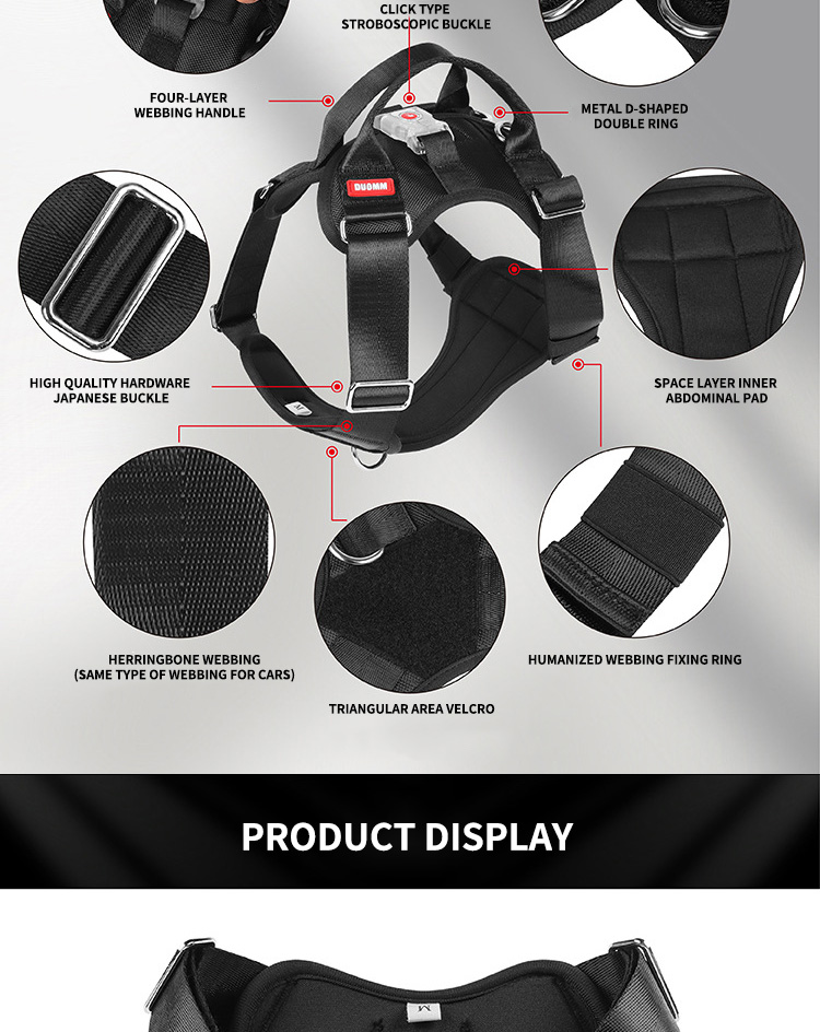 Dog Harness Vest Heavy Duty Padded Reflective USB Nylon Material Oxford Made LED Light