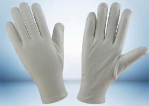 Quality Bleached White Cotton Inspection Gloves , Cotton Glove Liners Hemming Cuff wholesale