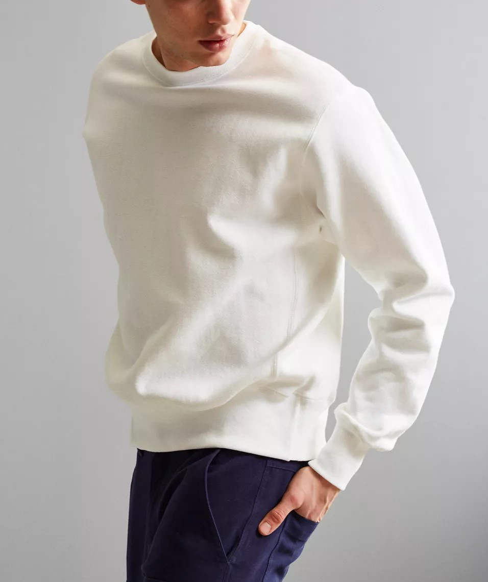Dropped Shoulder Fleece Crew Neck Sweatshirt Men Hoodies Pink Color