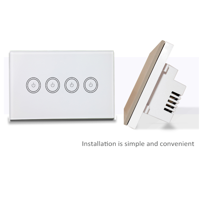 US Touch WIFI Smart Wall Light Switch 120 * 72 * 34mm Compatible With Alexa And Google