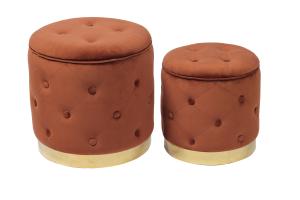 Quality Fabric Foam Ottoman Stool Brown Color 37cm Height wholesale