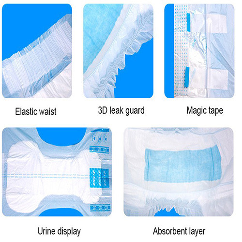 Leak Guard Senior Adult Diapers PP Tape Ultra Thick Adult Diapers Sandia Sap