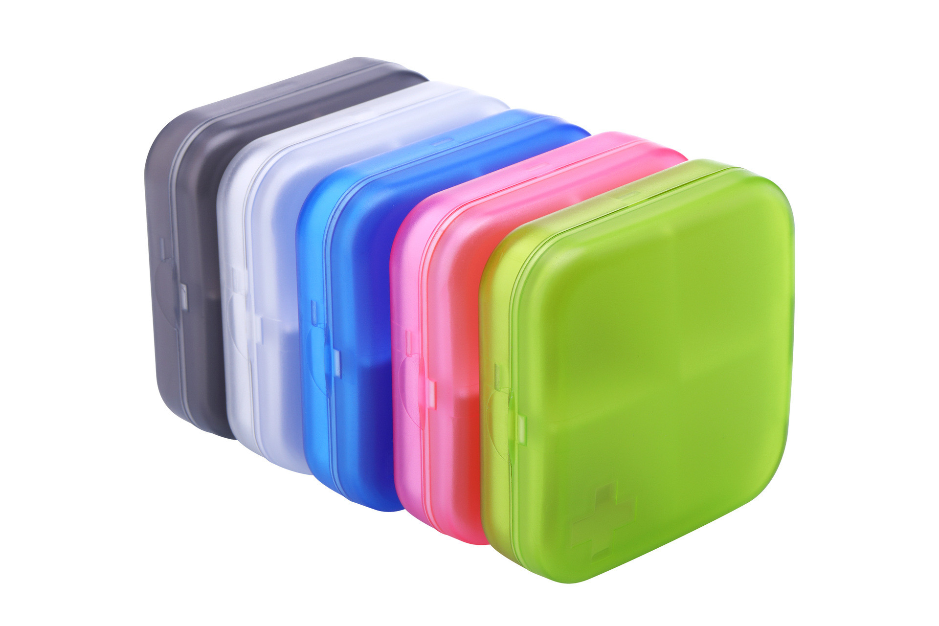 Fashionable small medicine box 65*65*20mm food grade ABS+PP five colors