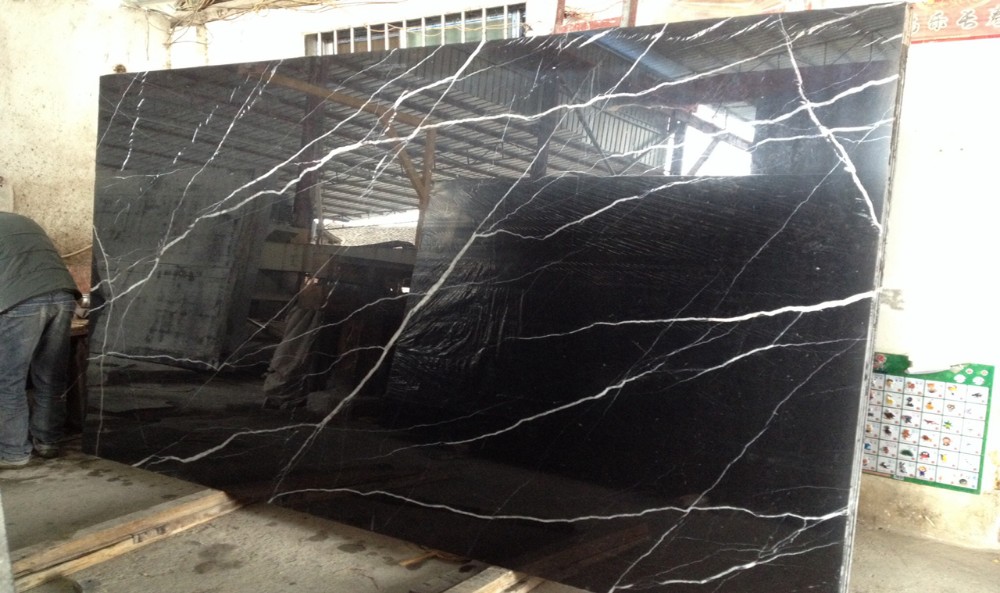 China Cheap black and white marble slab 2 cm natural stone slab