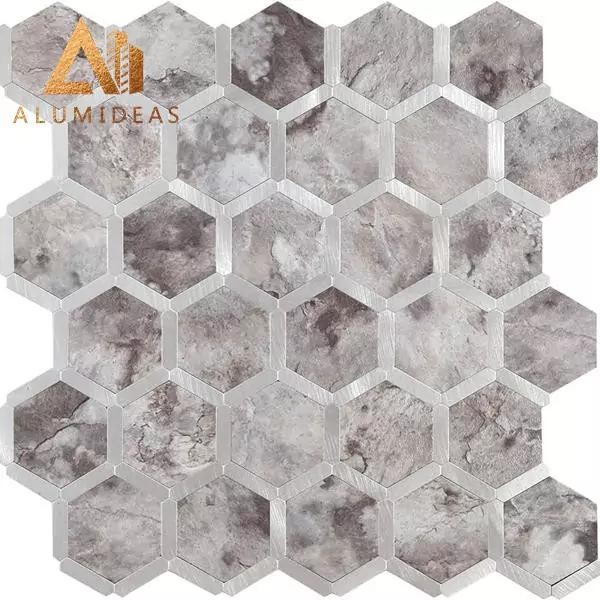 Self-adhesive Aluminum Surface Metal Mosaic Tile Sticker