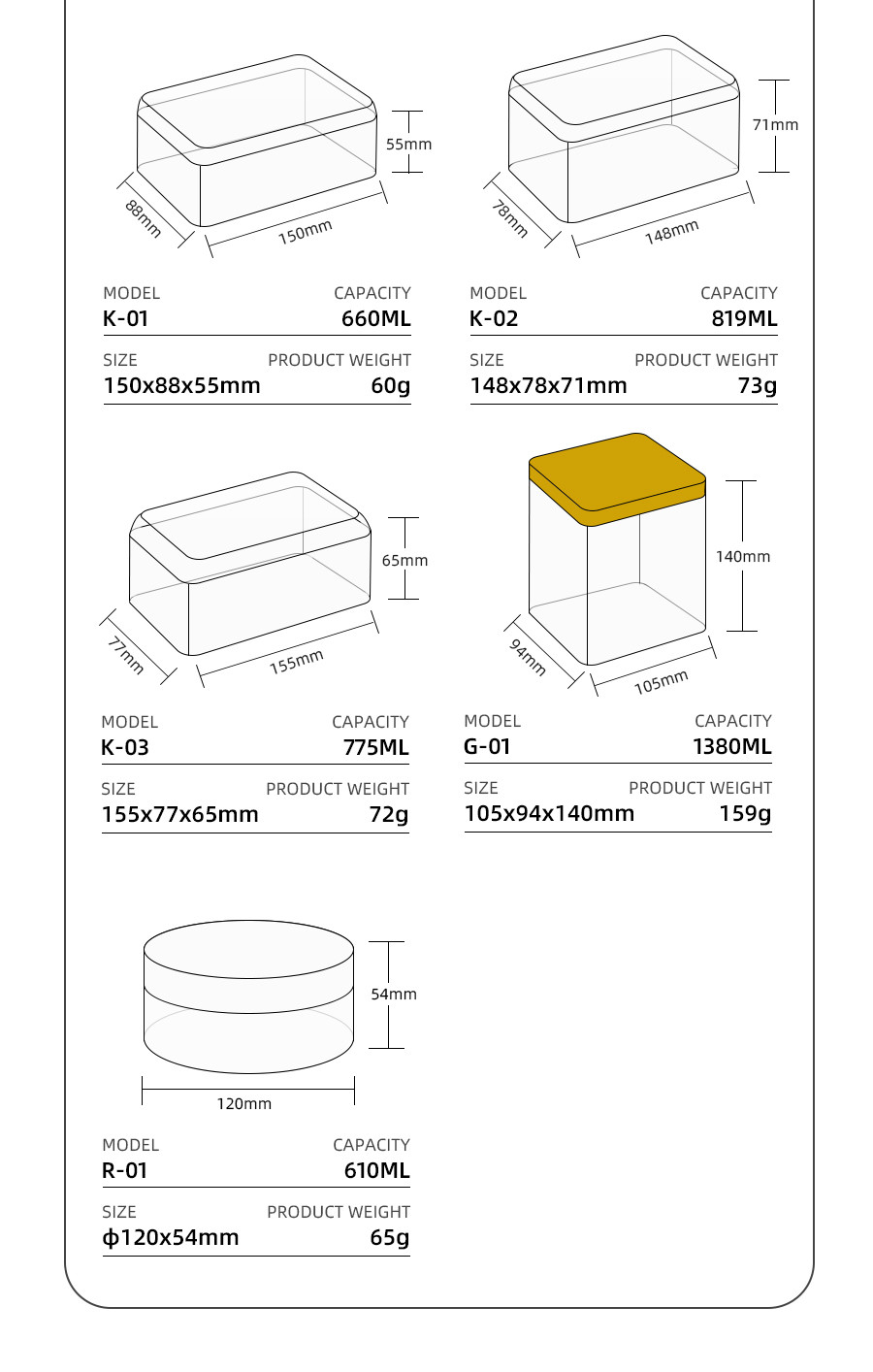 Dessert Cake Customize Packing Boxes Transparent PET Square Food Packaging Boxes