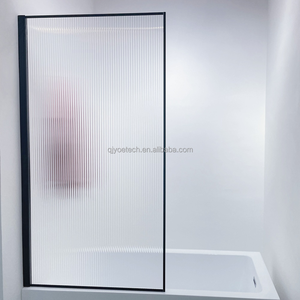 Bathroom and Living Room Tempered Glass Fixed Shower Screen with Elegant Moru Pattern