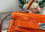 Orange Crocodile Skin Bag , 19cm Genuine Crocodile Leather Bag