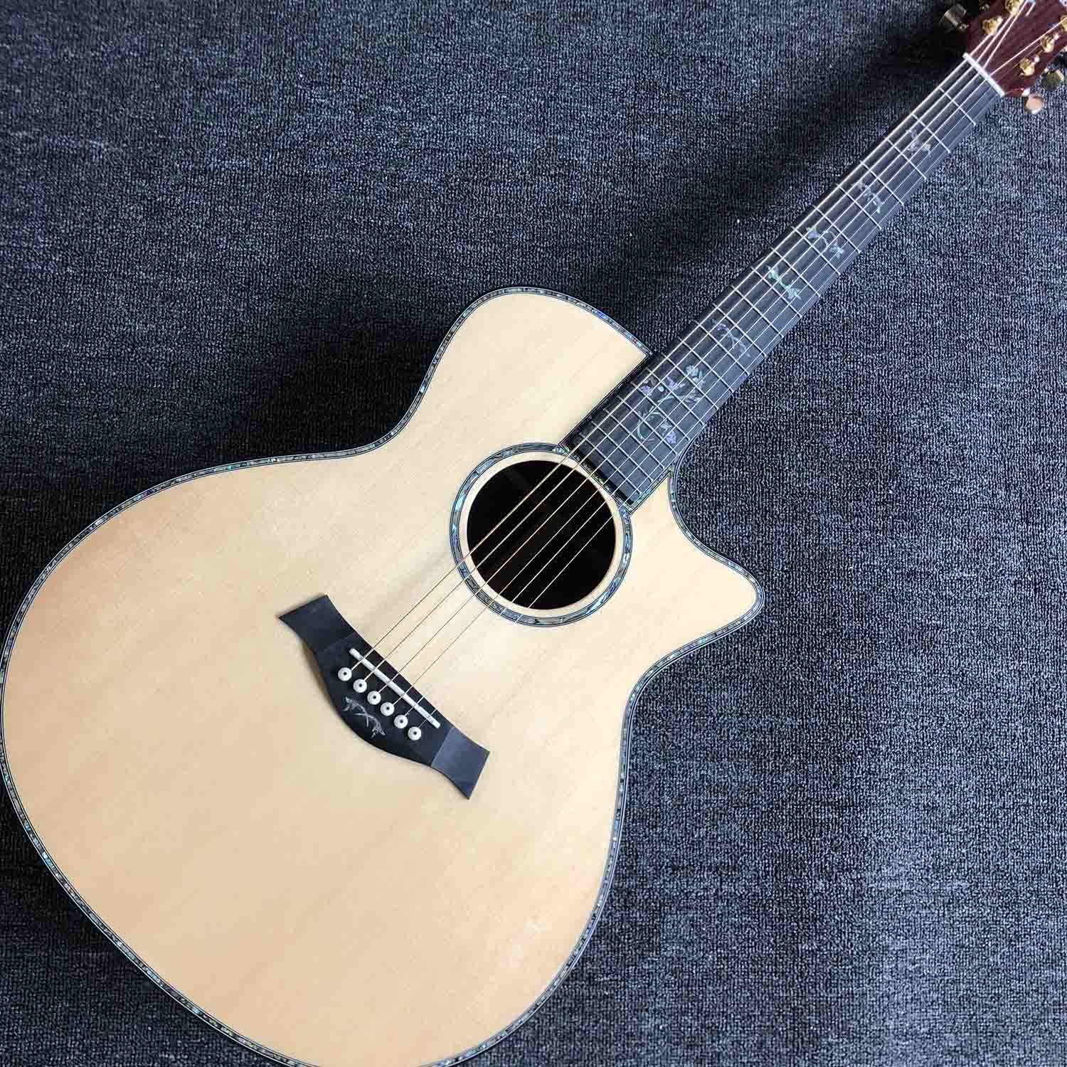 Custom Rosewood Back Side Ebony Fingerboard 41 Inch Solid Spruce Top Acoustic Electric Guitar Customized LOGO is OK