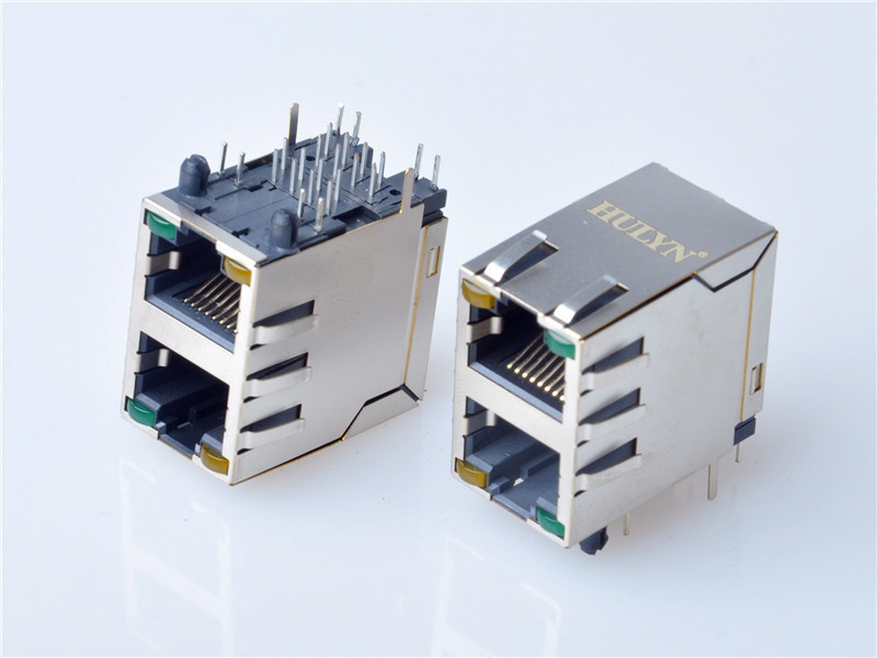 HULYN RJ45Jack, Shielded RJ45 Modular Jack Connector,with LEDs, 2x1 Ports,RJ45 connector LED