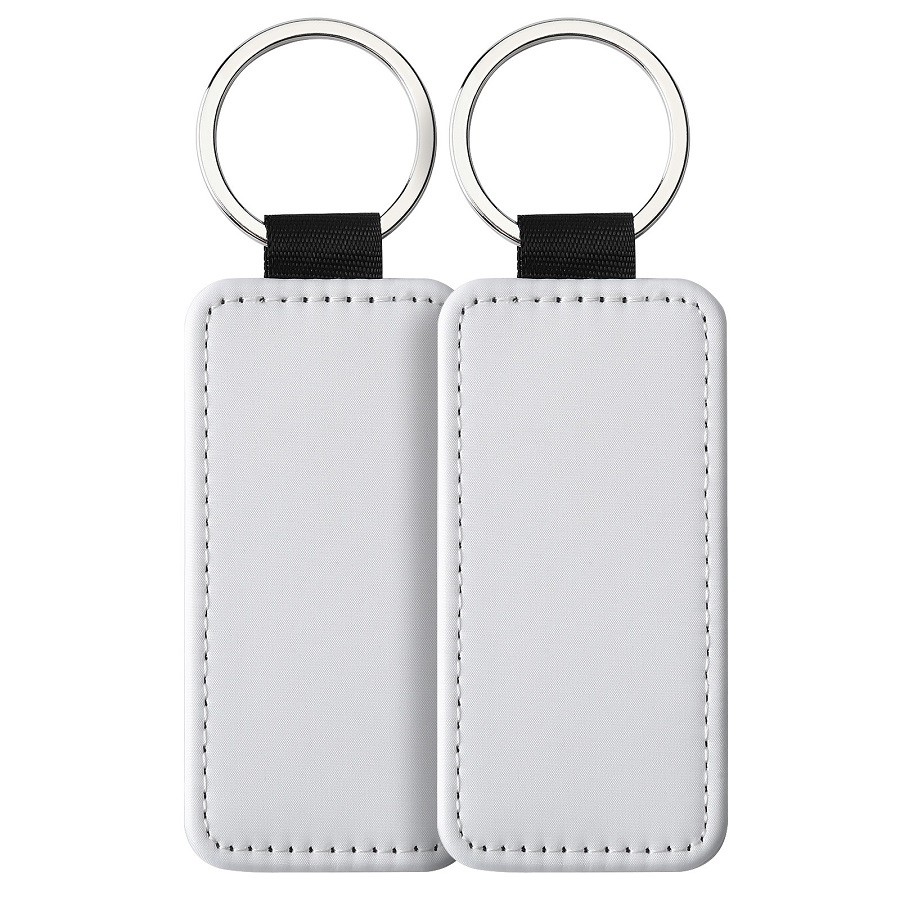 Personalized Lychee Grain Sublimation Leather Keychain Pendant Sublimation Blank Products Supply