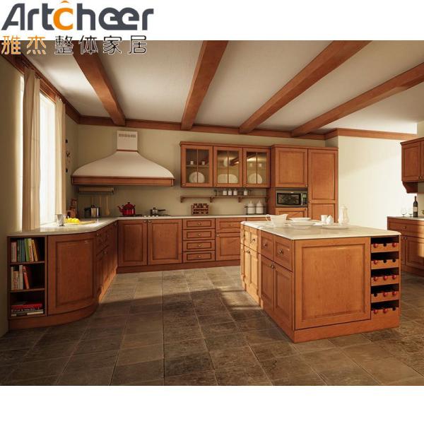 Stylish and Durable Mahogany Kitchen Cabinets with Solid Wood Frame in Modern