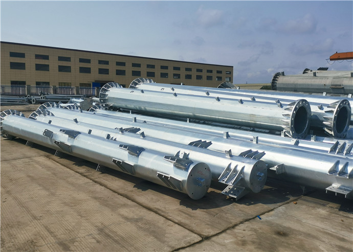 Outdoor Electrical Power Pole , Transmission Steel Electric Pole Q345 Q420