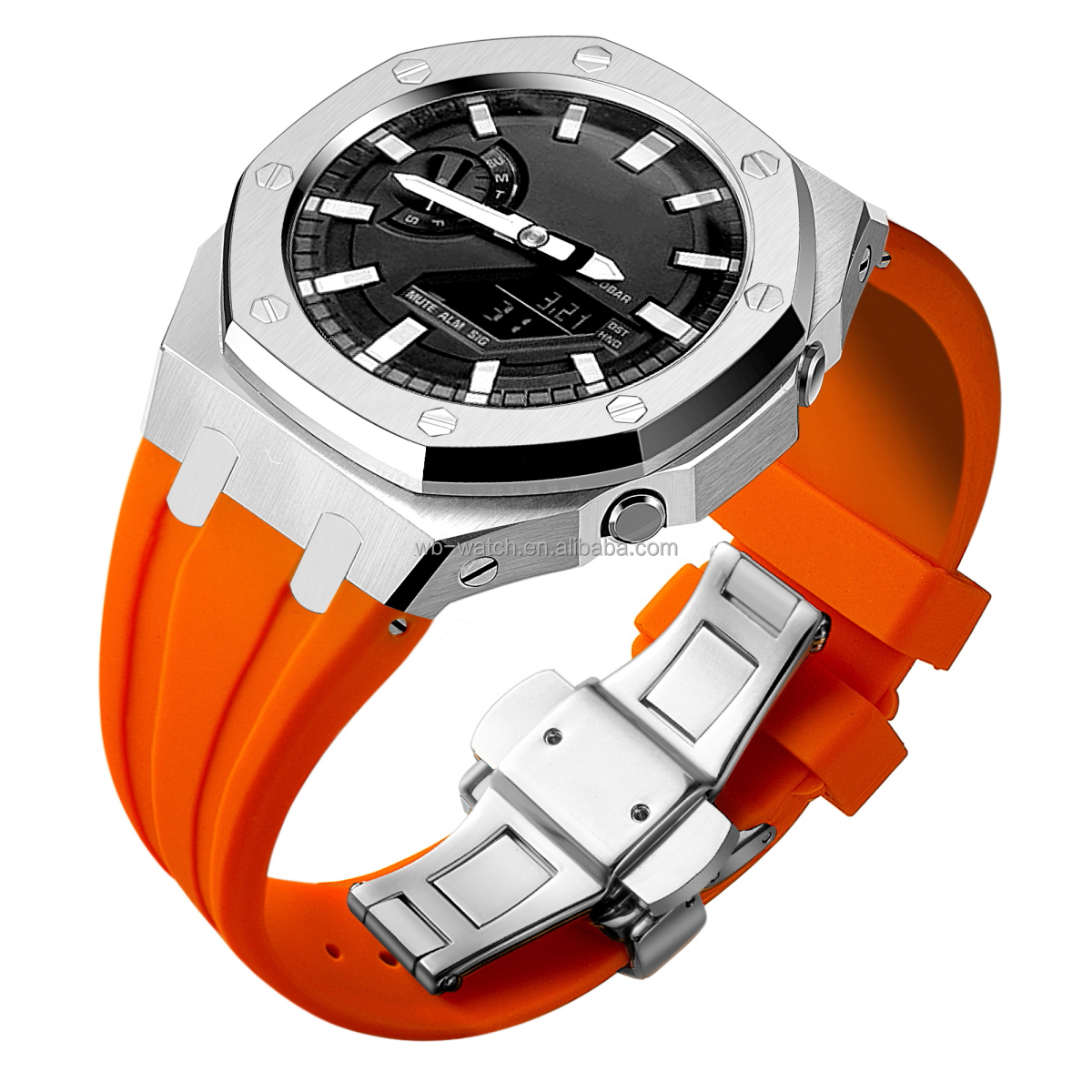 GA2100 Casio G Shock Watch Case Modified With Silicon Band Strap In 316 Stainless Steel