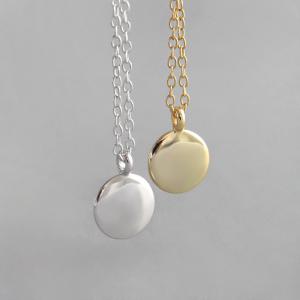 Quality Lanciashow 925 Sterling Silver Beans Chain Necklace Simple Geometric Small Round Pendant wholesale