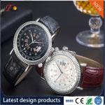 Wholesale PU Leather Watch with Alloy Case and Custom Logo Men's Watch Business