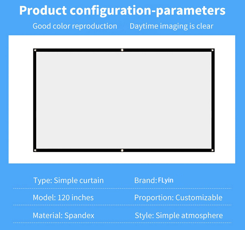 120 Inch Portable Foldable Soft Screen Spandex Customizable Projector Screen For Educational Business Anti-Wrinkle