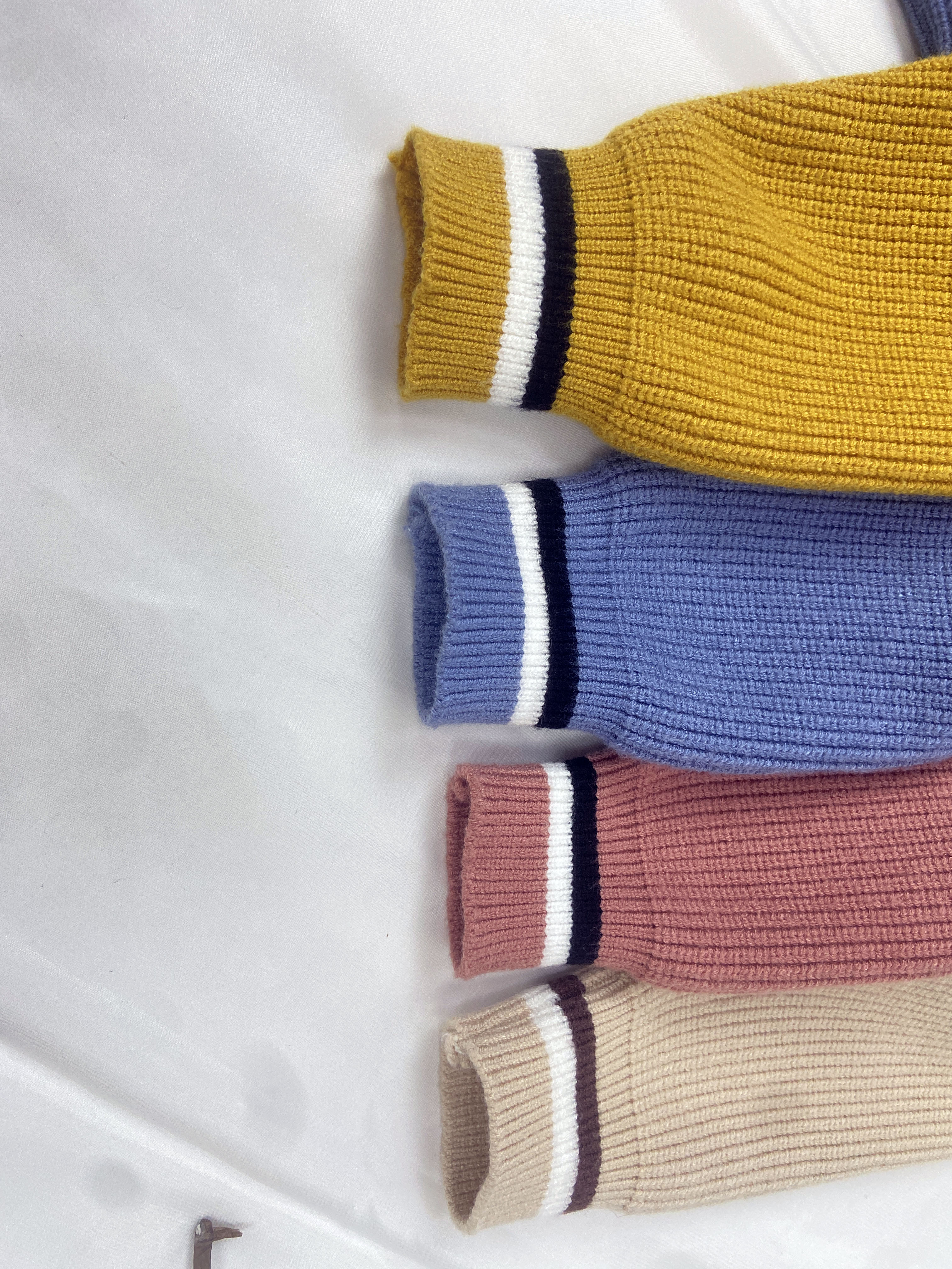 Unisex stripe knitted baby clothes set long sleeve knit baby girl sweater