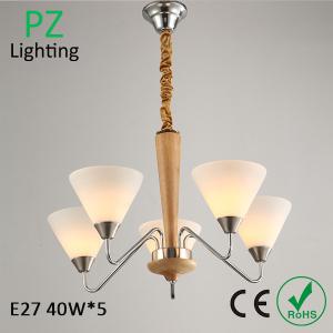 Quality 3/5/8 arms wooden pendant lamp glass shade chrome lighting CE/ROHS made in China wholesale