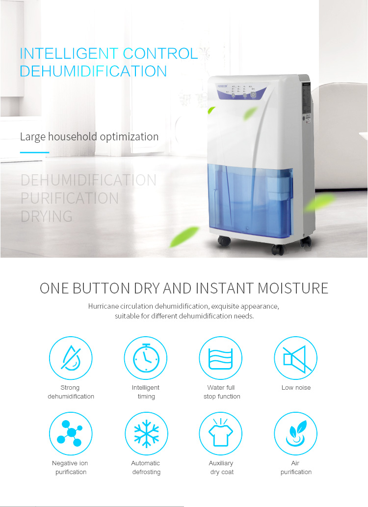 20L / Day Low Noise Home Air Dehumidifier Good Compressor Quality Promise