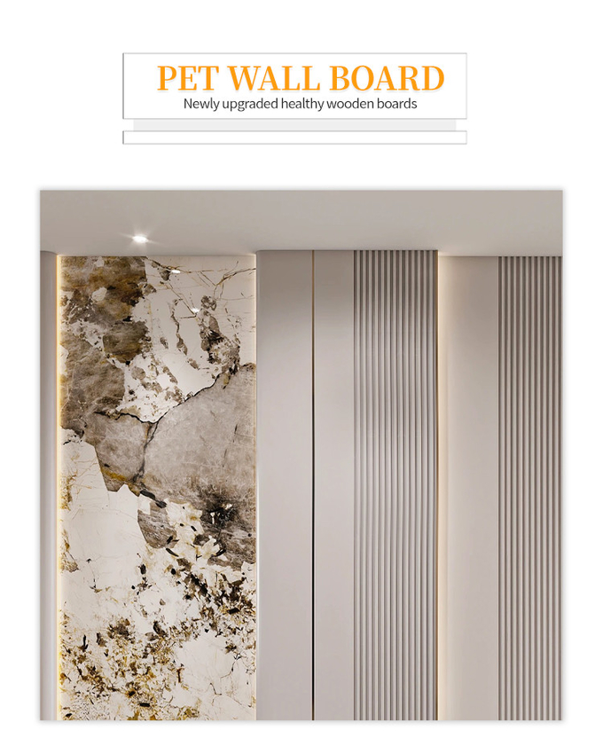 Factory Direct Sales 1.22*2.44 M PET High Gloss Marble Bamboo Charcoal Wall Panel