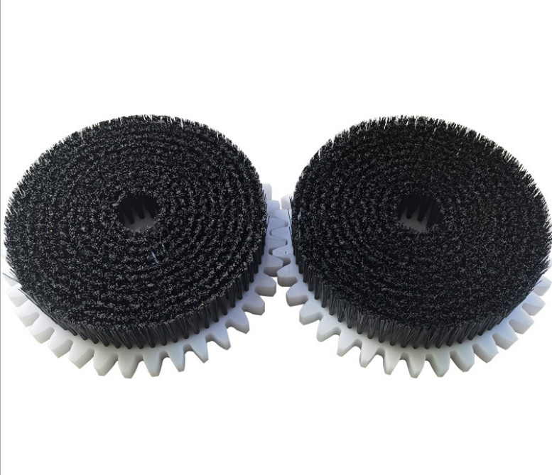 Round White PP industrial Machinery Disk Brush with Gear