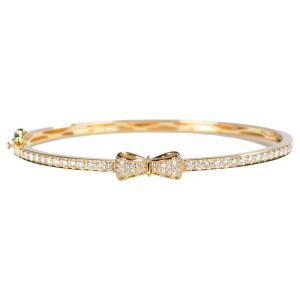 Quality Senior Presence 18K Gold Diamond Bowknot Bangle 0.96ct Customized Design wholesale