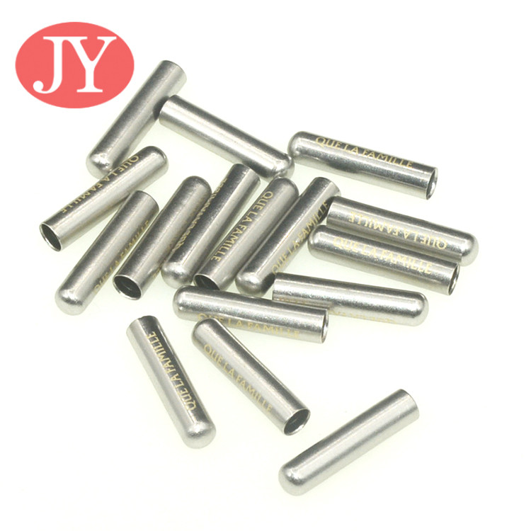 jiayang matte silver color 4.0mm cord laser logo metal tipping for pant lace cord aglets tipping