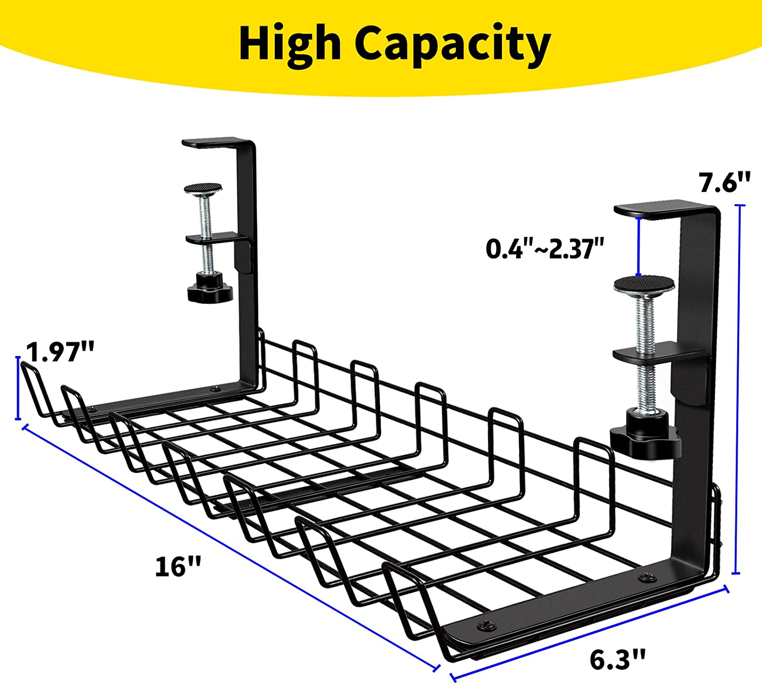 Under Desk Cable Management Made Easy Bolt Inserting Wire Organizer with Iron Fabric