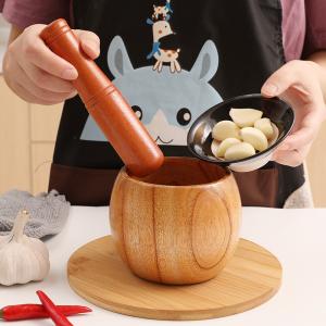 Quality 1-Piece Sustainable Bamboo Mortar and Pestle Set for Grinding Herbs Garlic Spices wholesale