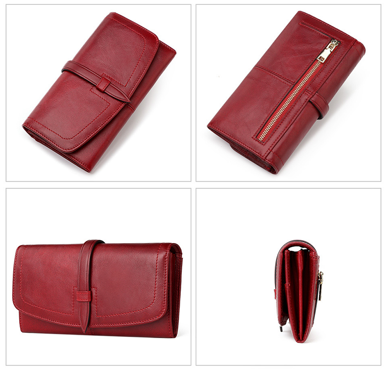 Leather Wallet Long Ladies Clutch Bag Purse for Fashionable Women Low MOQ