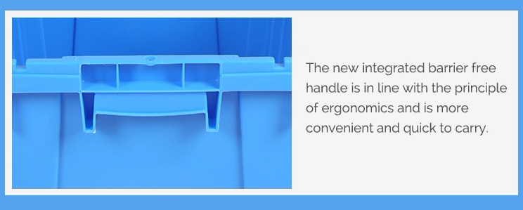 Virgin Plastic Attached Lid Containers Nestable Stackable Moving Tote Box