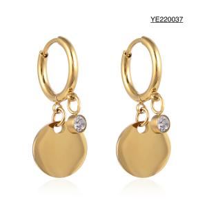 Quality Round Fringe Rhinestone Inlaid Gold Drop Earrings Stainless Steel wholesale