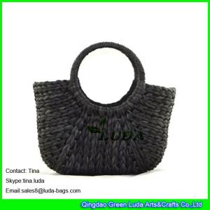 Quality LUDA cute straw hobo bags fashion cornhusk straw black beach bag wholesale
