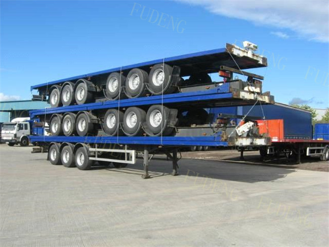 40 Foot High Bed Semi Trailer With 4 Axles For Carry Container , Cement Bags With Warranty