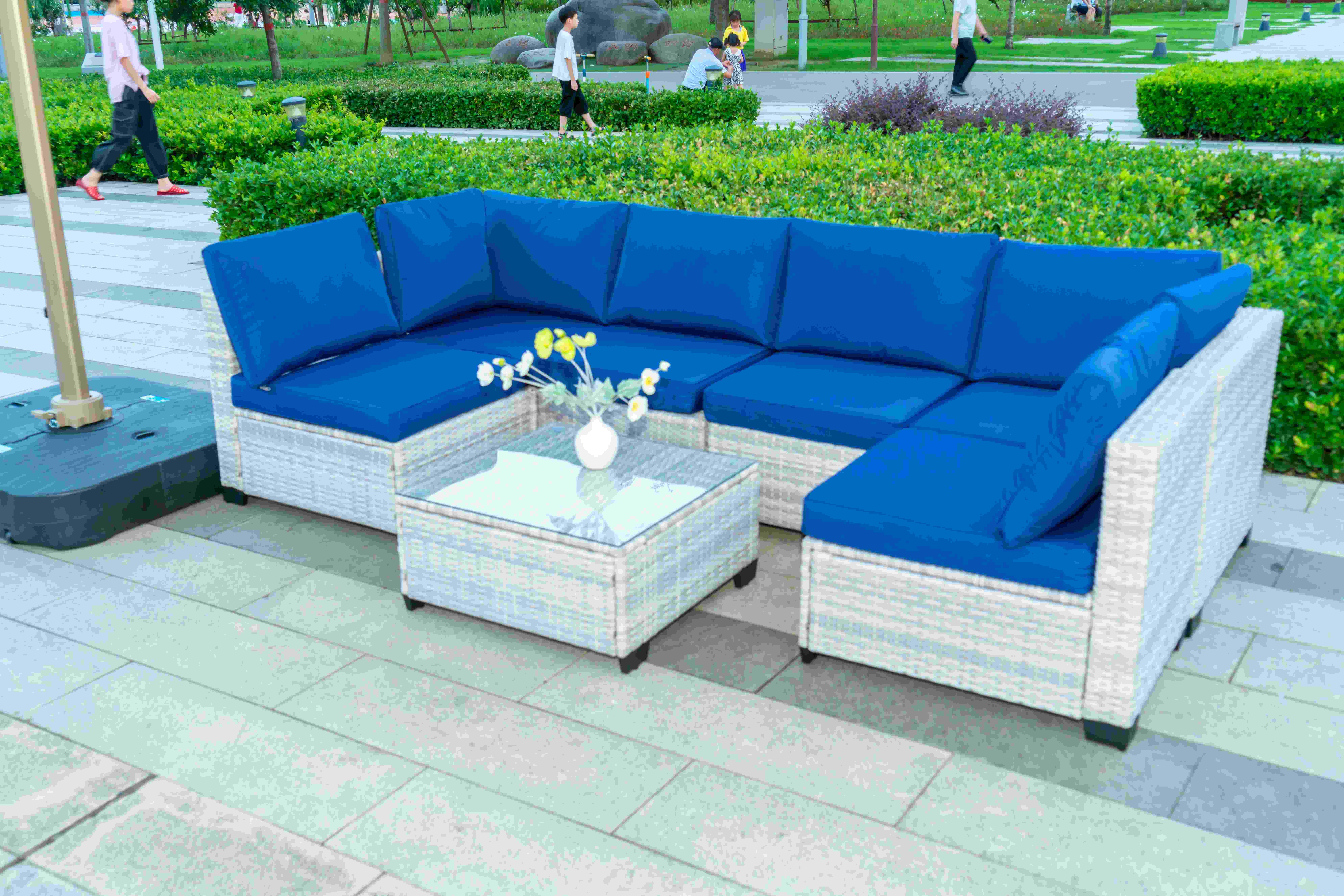 Outdoor furniture rattan living room sofa woven balcony combination rattan chair booth leisure bar home