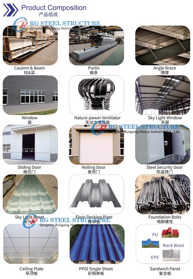 Portable Hangar Steel Frame Warehouse Construction Customized Lightweight Affordable