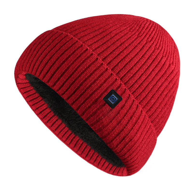 Knit Rechargeable Heated Beanie , USB Heated Hat Overheat Protection