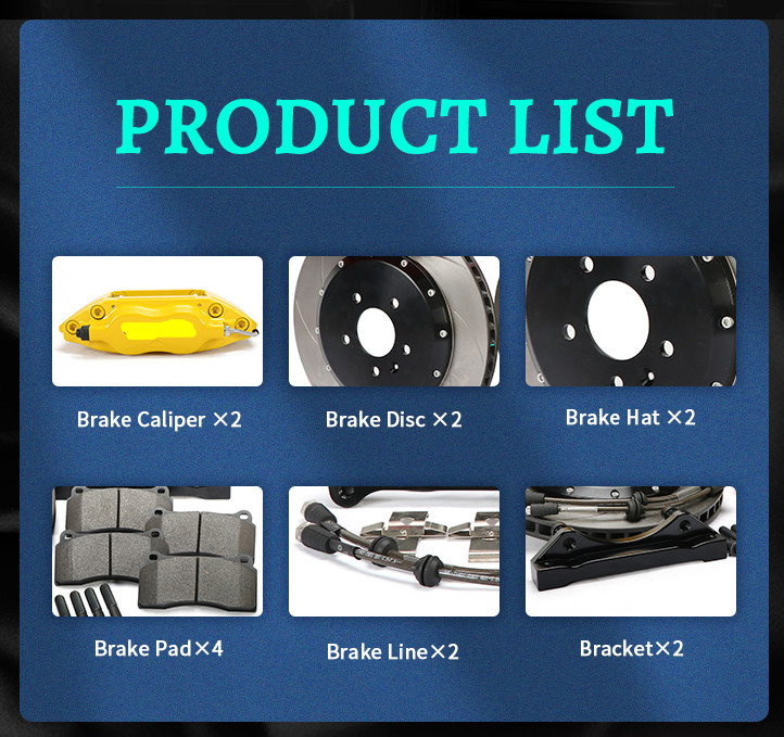 16in Rear Wheel 7600 4 Pot Brake Kit 300x24mm Yellow Blue