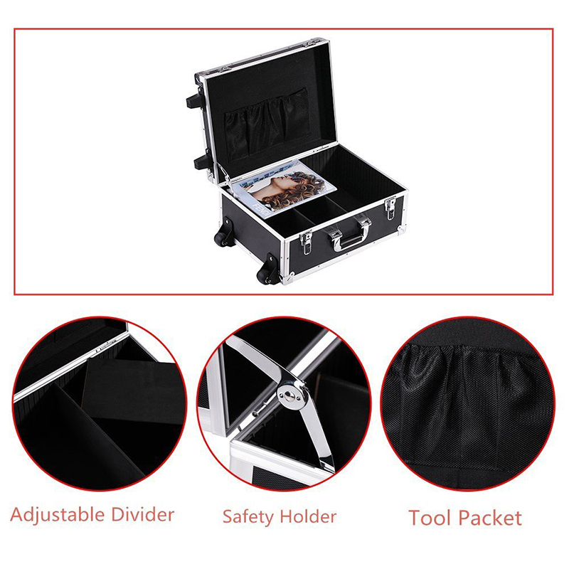 Multi-Function Rolling Aluminum Toolbox Storage Case with Wheels Lift Handle Maintenance Hardware Toolbox