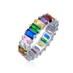 Clear Emerald Cut CZ Infinity Wedding Band 925 Silver Infinity Wedding Rings